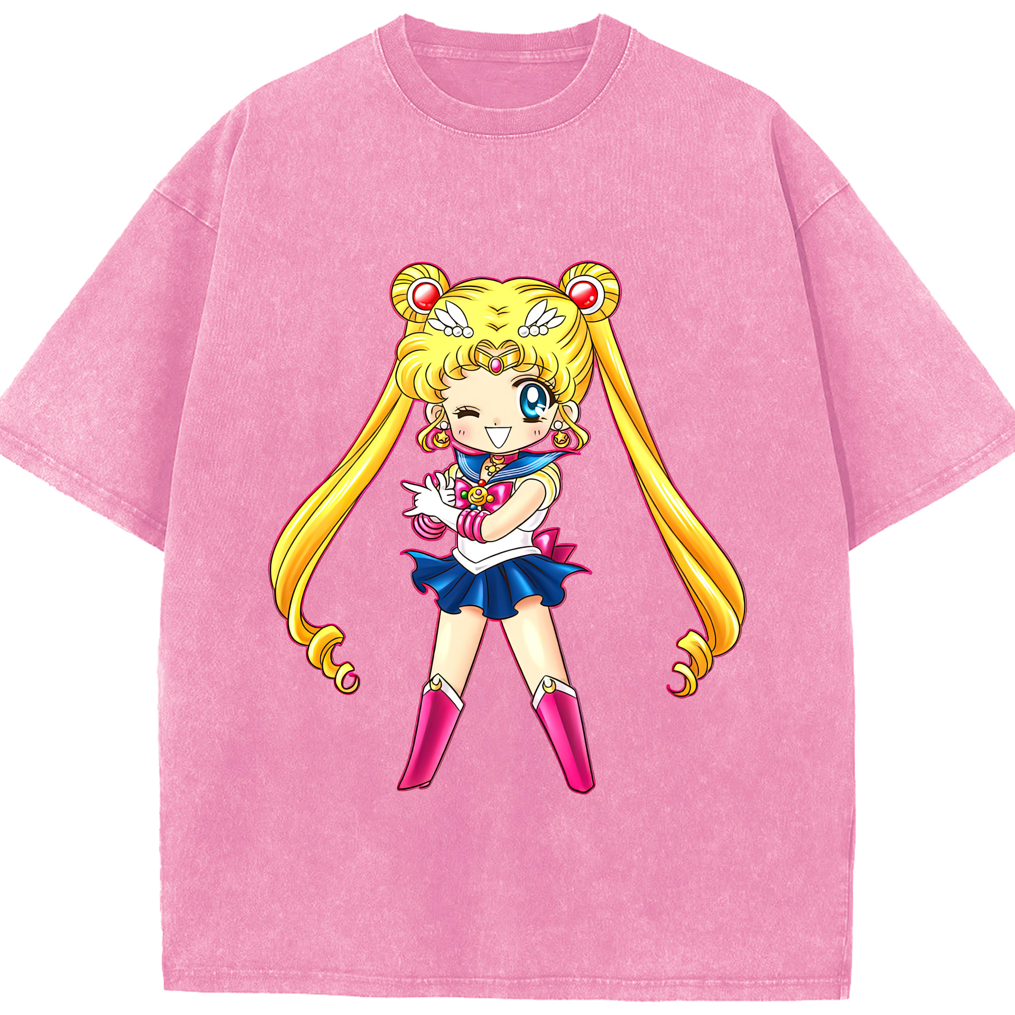 （画像用） 美少女戦士セーラームーン 月野 うさぎ つきの うさぎ Sailor Moon Tsukino Usagi 綿100% ヴィンテージ風 半袖Tシャツ（フロントプリント）